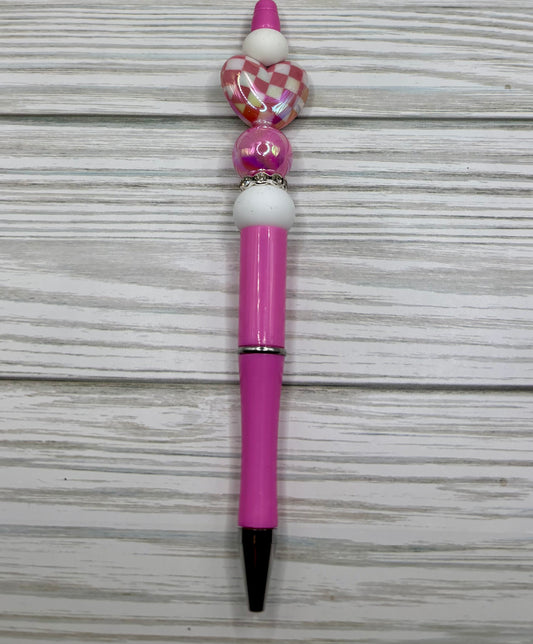 Checkered Heart Beaded Pens