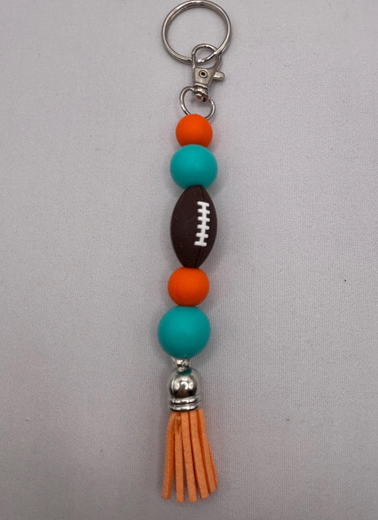 Silicone keychain, Keychain, Stocking Stuffer, Gift, Silicone beads, key holder, purse charm, Football keychain
