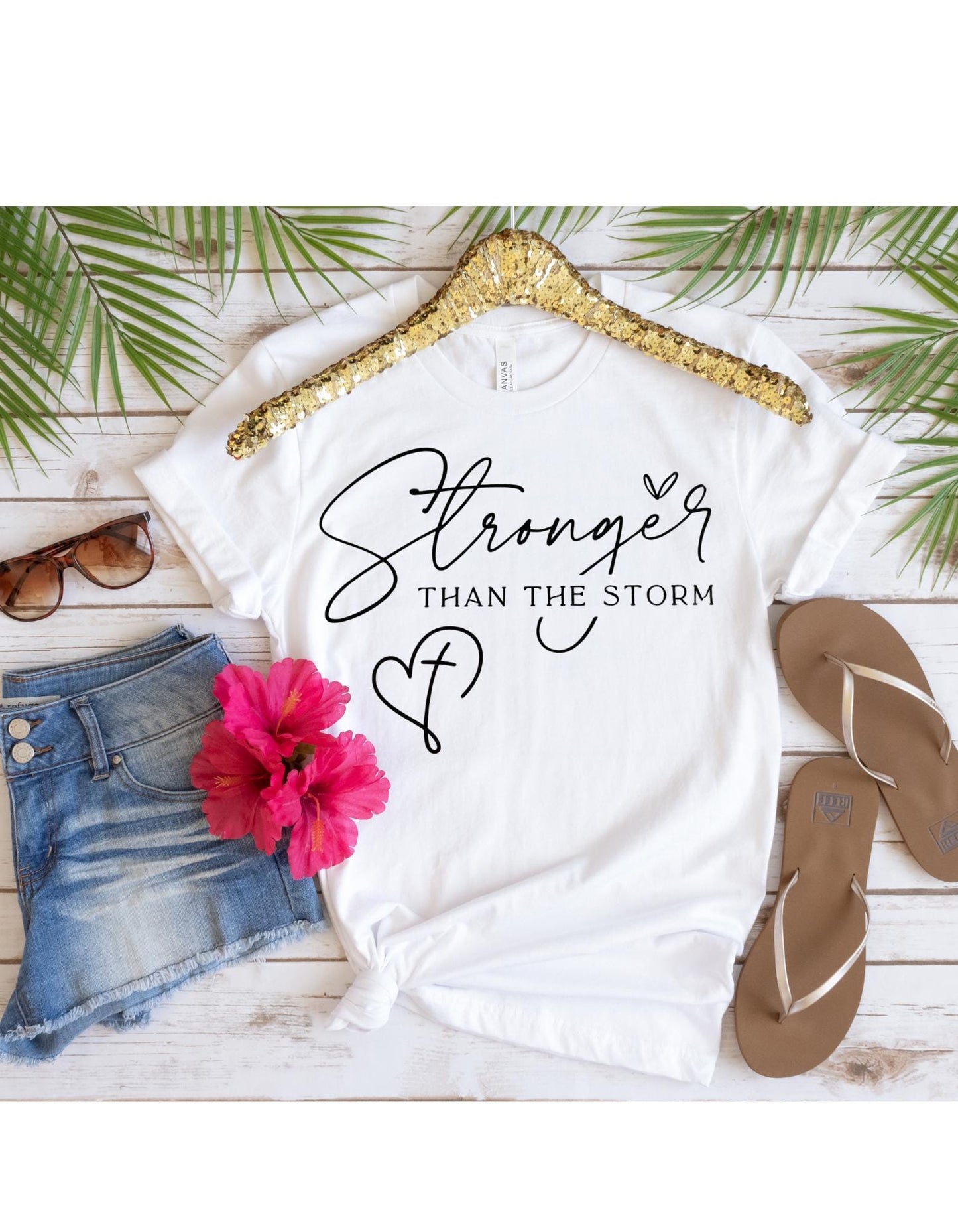 Stronger Than the Storm T-shirt, Jesus T-shirt, DTF, Christian, Scripture, Faith, Religious, Inspirational T-shirt, Cross, Heat Transfer