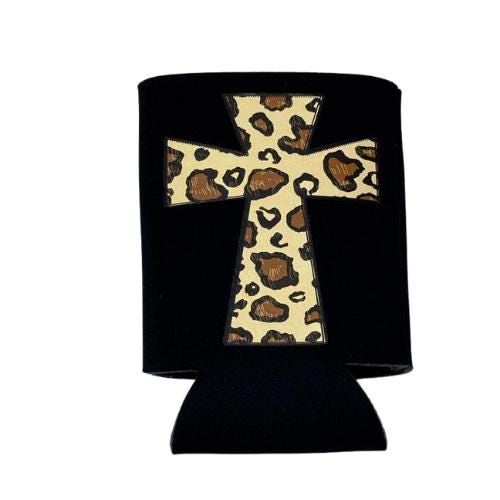 Jesus Cross Koozie, Personalized Koozie, Scripture, Koozie, Pink Koozie, Christian, Religious, Cross, Leopard, Stocking Stuffer, Gift