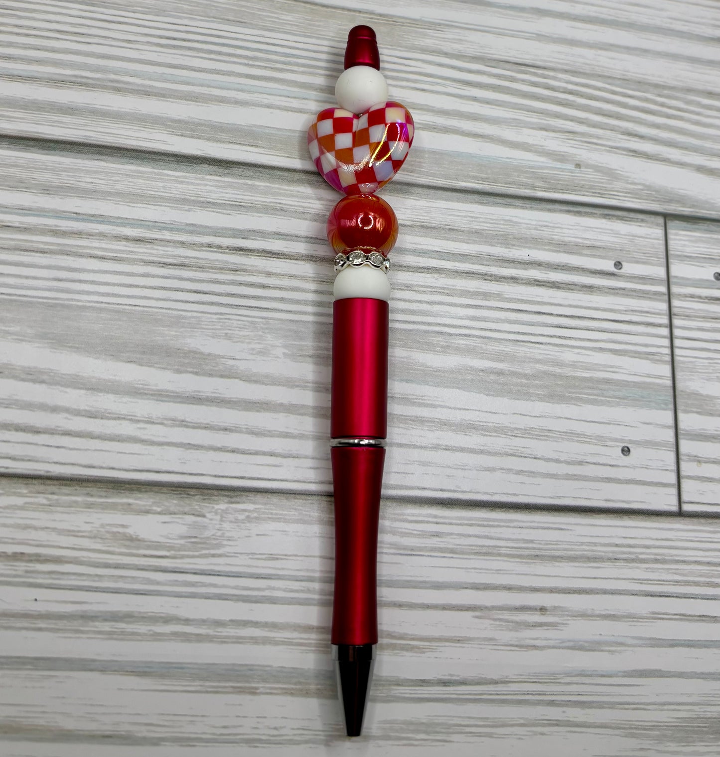 Checkered Heart Beaded Pens