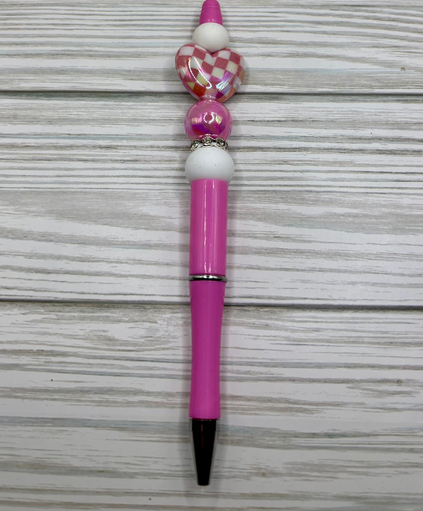 Checkered Heart Beaded Pens