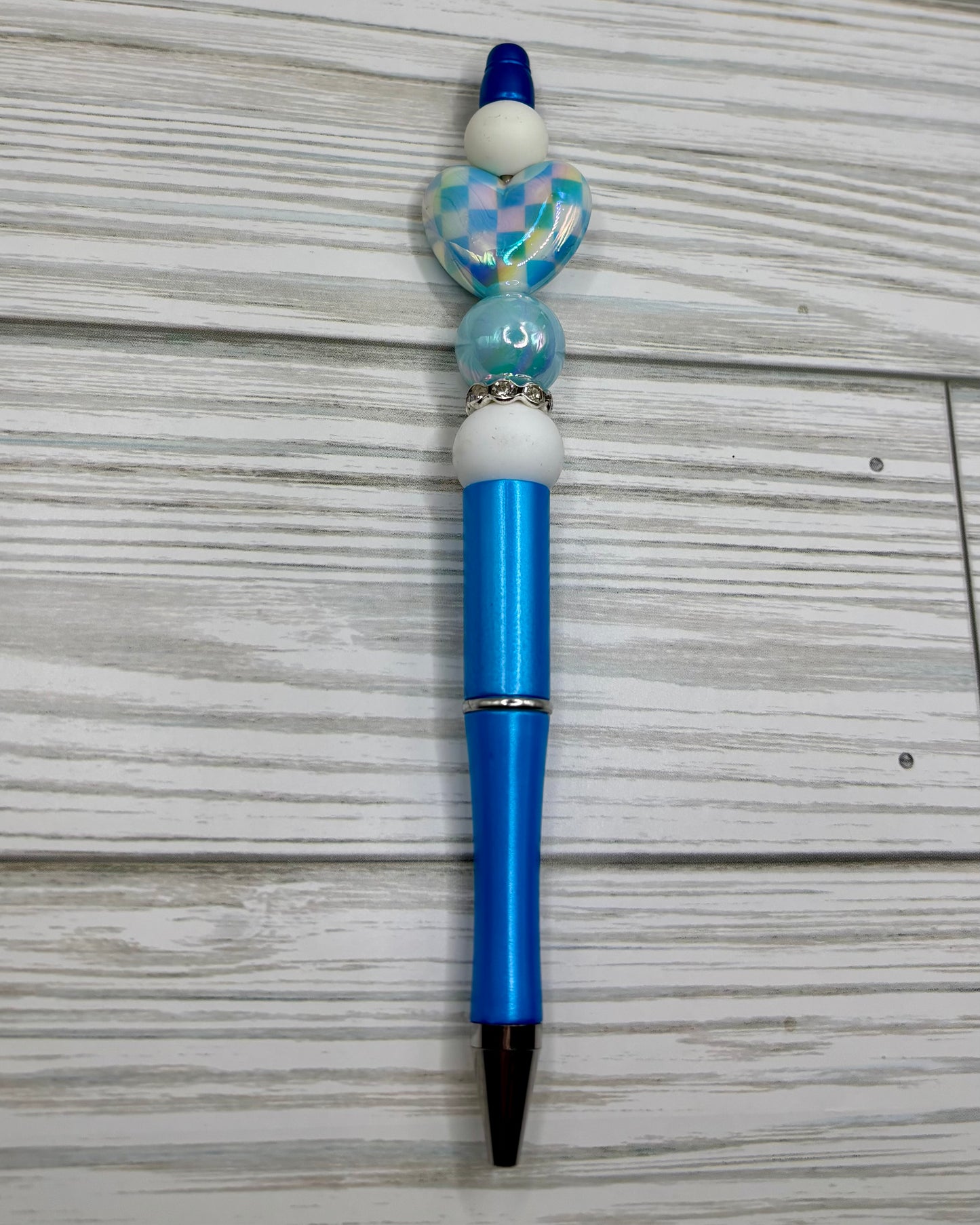 Checkered Heart Beaded Pens