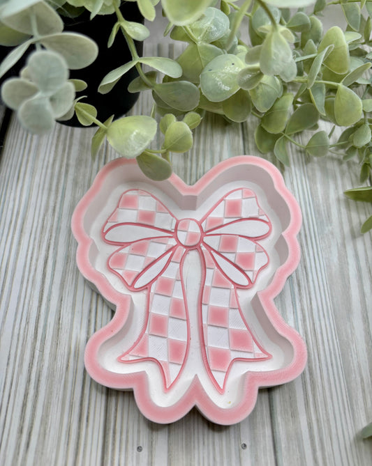 PInk & White Bow Mini Tray