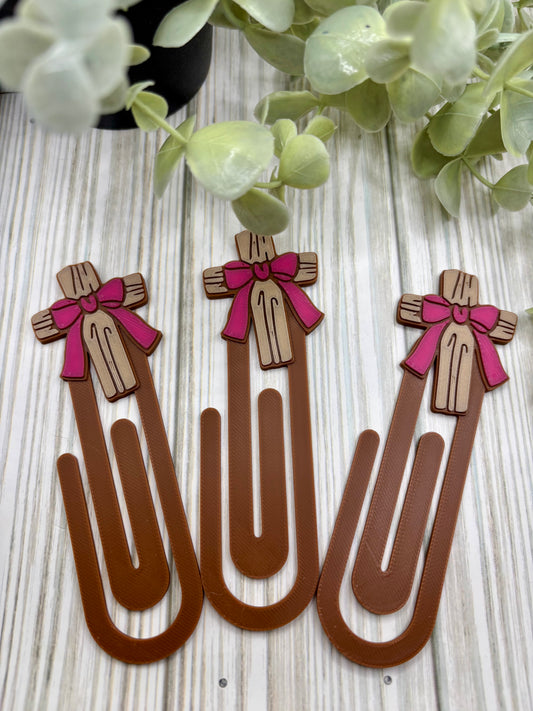 Rugged Cross with Bow Bookmark