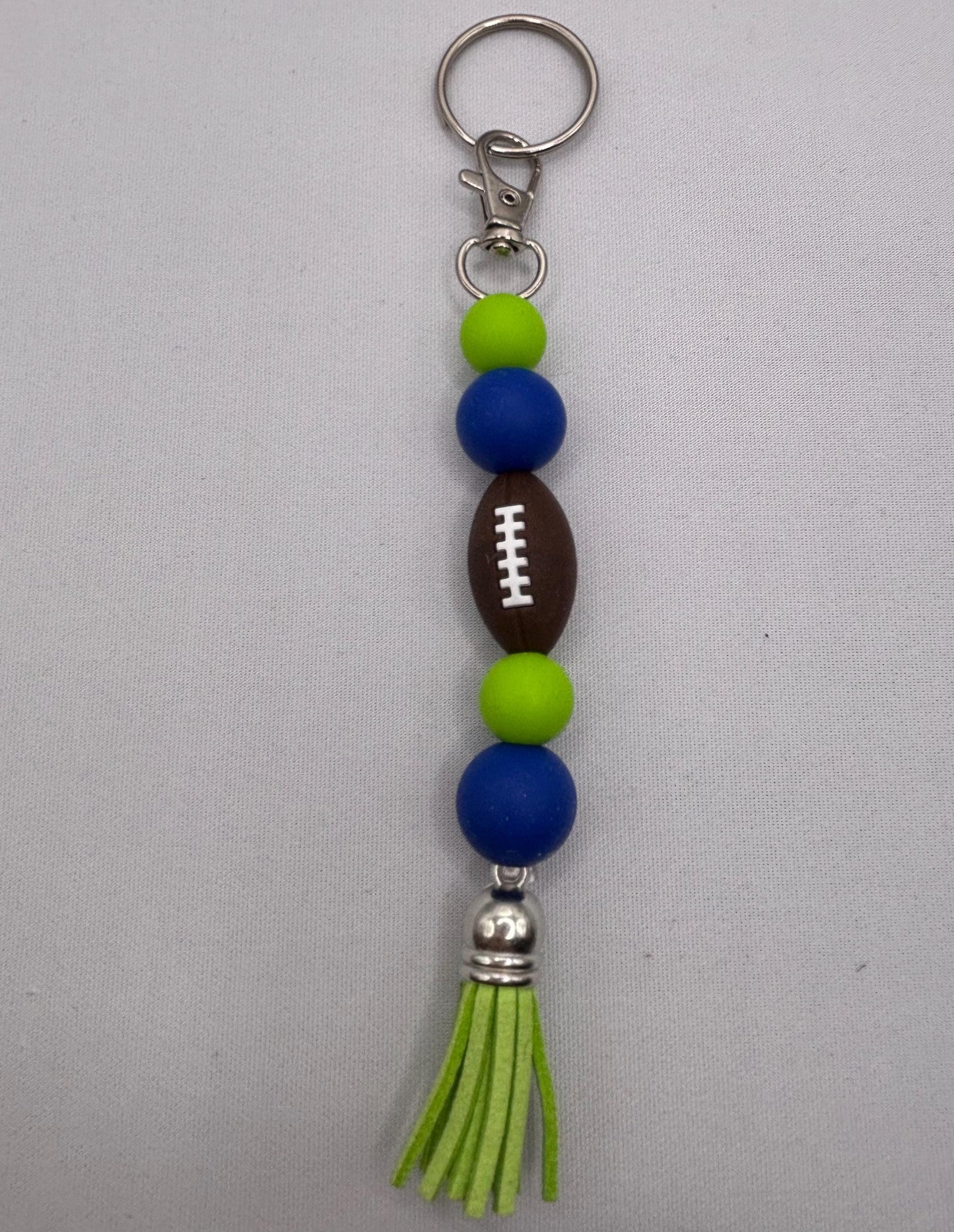 Silicone keychain, Keychain, Stocking Stuffer, Gift, Silicone beads, key holder, purse charm, Football keychain