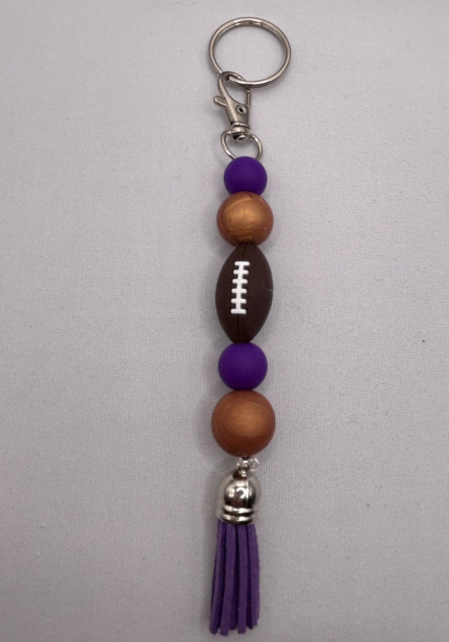 Silicone keychain, Keychain, Stocking Stuffer, Gift, Silicone beads, key holder, purse charm, Football keychain
