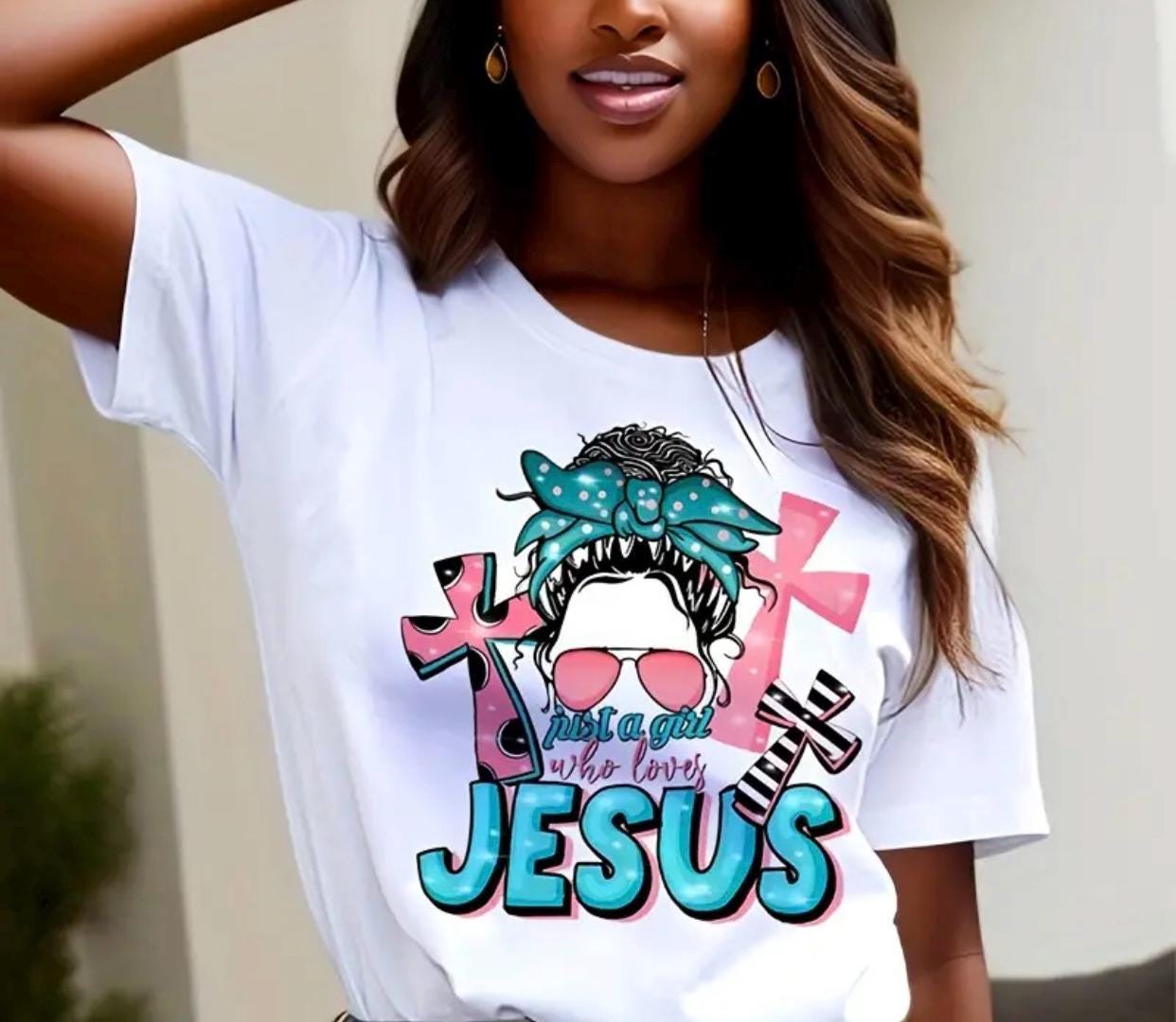 Just a girl who loves Jesus T-shirt, Jesus T-shirt, DTF, Christian, Religious, Inspirational T-shirt, Cross, Heat Transfer