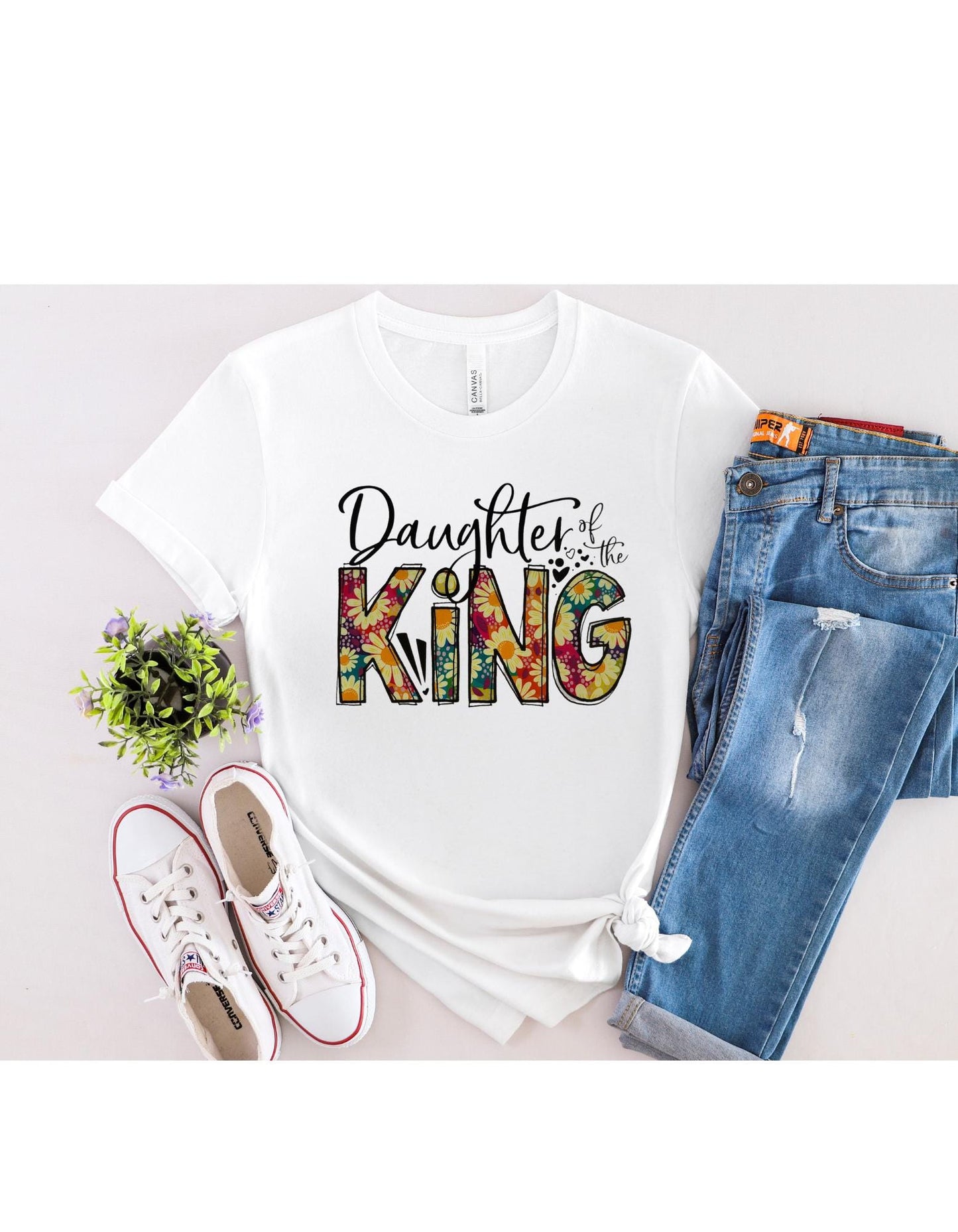 Daughter of the King T-shirt, Jesus T-shirt, DTF, Christian, Faith, Religious, Inspirational T-shirt, Cross, Heat Transfer