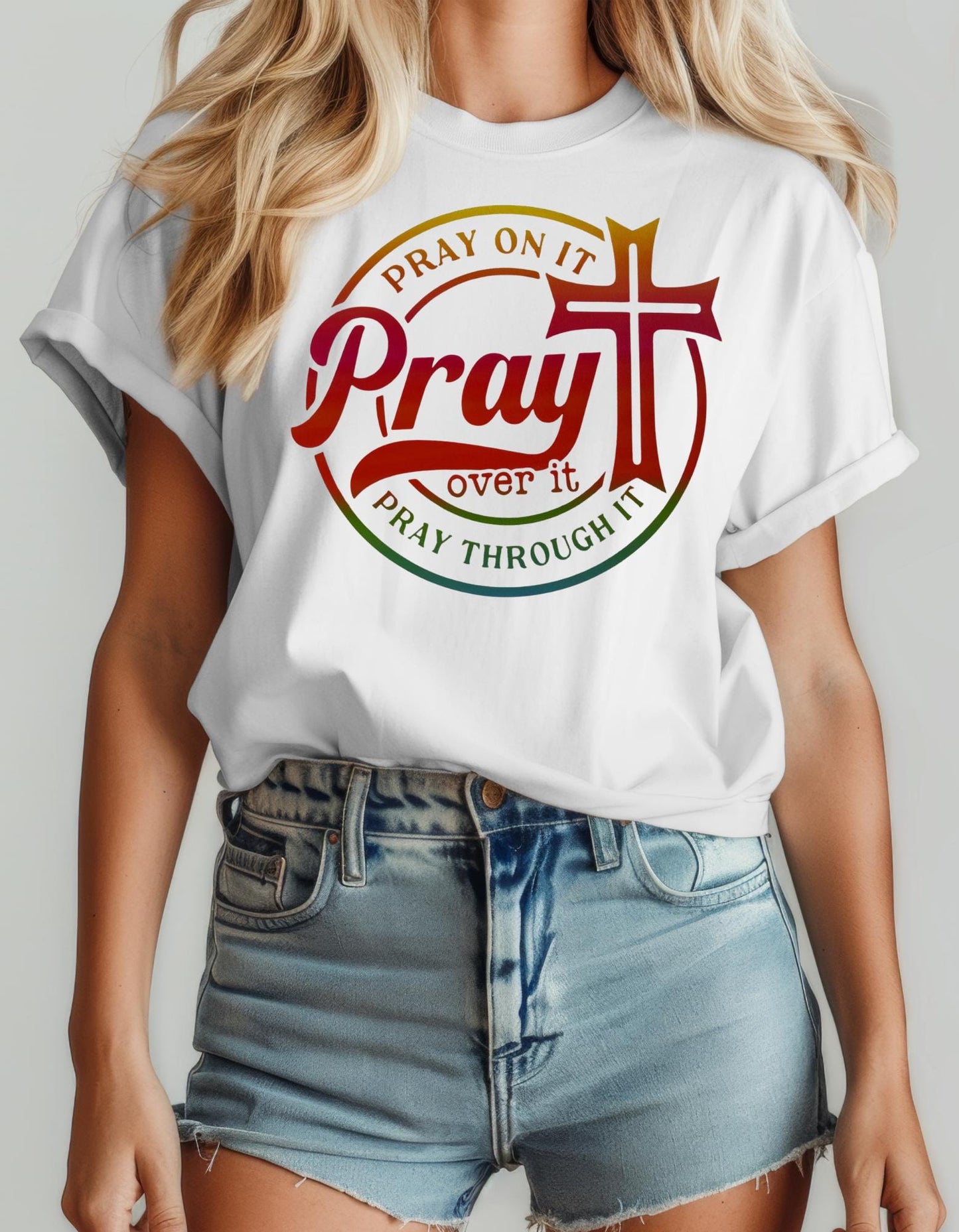 Pray On It T-shirt, Jesus T-shirt, DTF, Christian, Faith, Pray, God, Pray Over It, Religious, Inspirational T-shirt, Heat Transfer