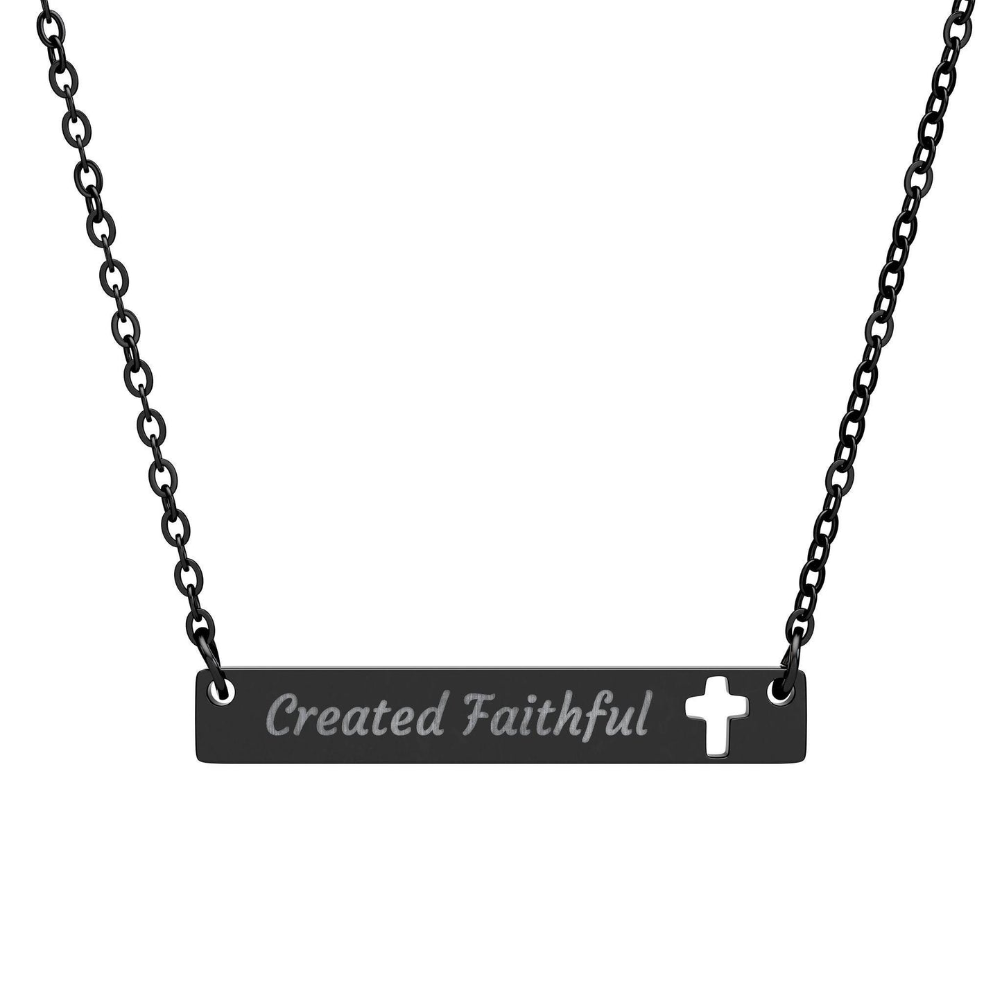 Cross Bar Necklace, Personalized Jewelry, Faith-Inspired Gift, Engraved Pendant, Religious Accessory, Meaningful Keepsake